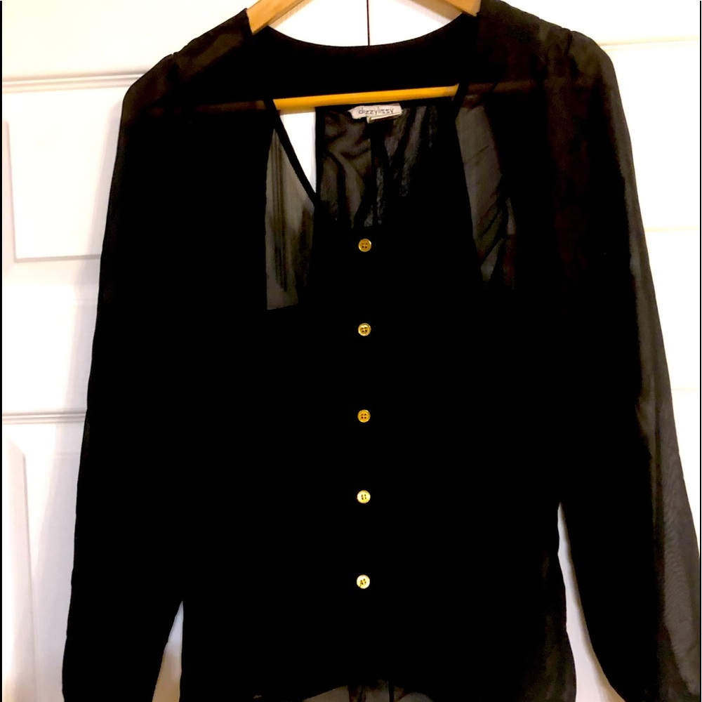 Women’s Black Blouse w/ golden buttons & cut outs
